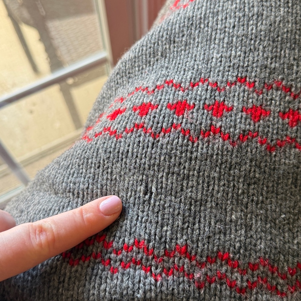 J. Crew Charcoal and Crimson Handknit Crewneck Sweater - Picture 5 of 6